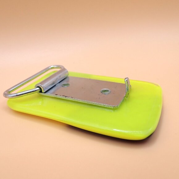 Eccentric Abstract Art Glass Neon Yellow Green Belt Custom Buckle